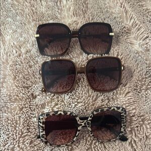 Stylish Women's Sunglasses Set - Black, Brown, Leopard